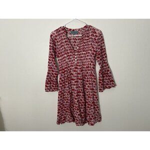Aurobelle Ibiza Cotton Elephant Dress Size Small   Pink Red